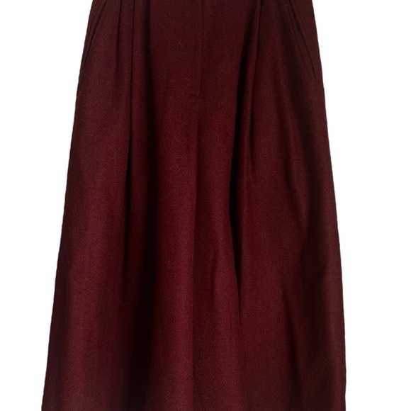 Loewe Wool Culottes Pant Burgundy Wool Lined Trousers Buttons Luxury Brand  40 - Picture 10 of 10